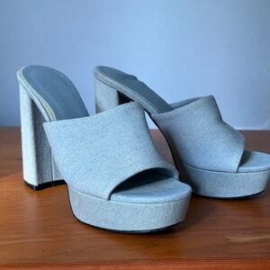 Women’s Light denim Platform Mule Heels